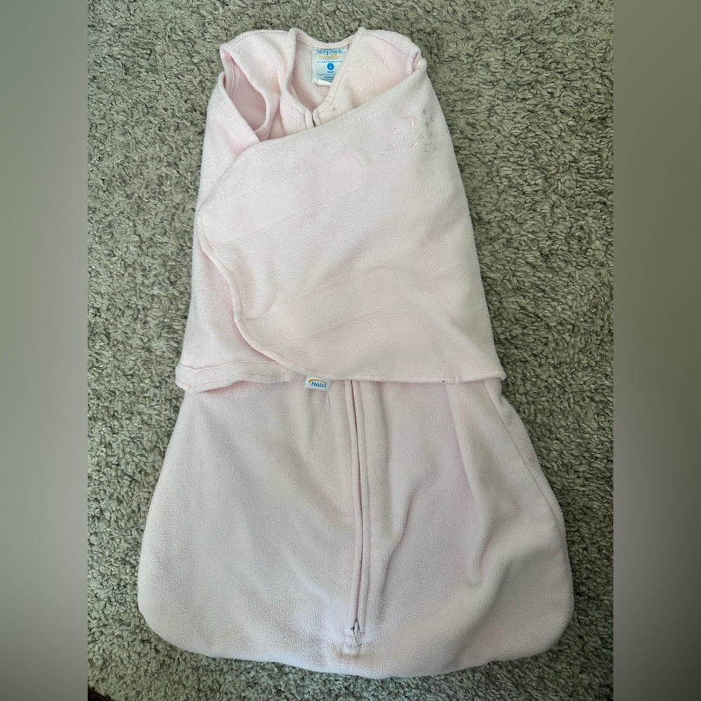 Halo Pink Fleece Sleep Sack Baby Swaddle, Size Small